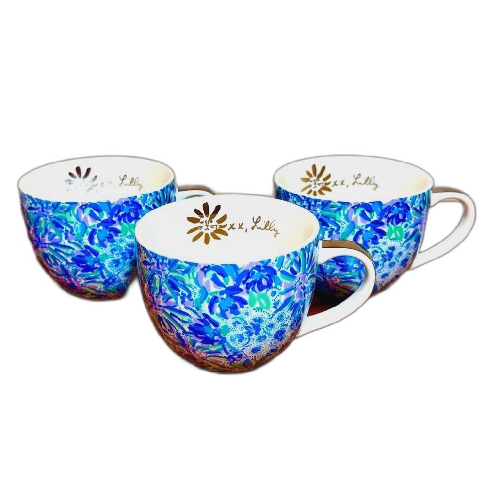 Lilly Pulitzer High Maintenance Ceramic Tea or Coffee Mugs Set of Three